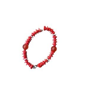 Cute Red Star & Pearl Braclet Set Beaded And Chain Adjustable Braclets For Teen